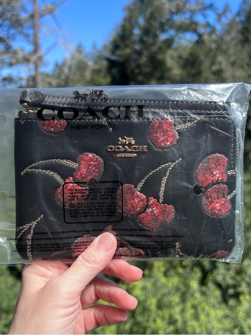 COACH Corner Zip Wristlet With Cherry Print NWT AUTHENTIC - Picture 3 of 5